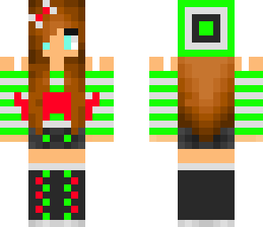 mustache girl green and pink