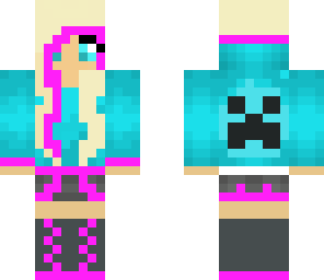blue and pink creeper hoodie