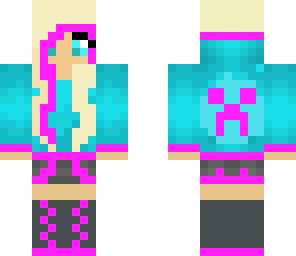  edited pink blue creeper hoodie