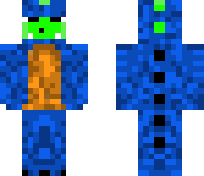 blue and orange dinosair suit