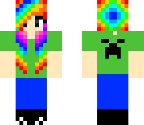 rainbow hair girl w creeper t-shirt