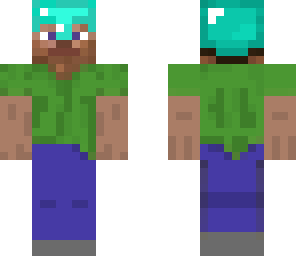 green steve with diamond helmet