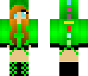 black and green dino girl