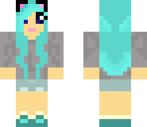 cat girl with blue hair