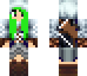 girl warrior green hair