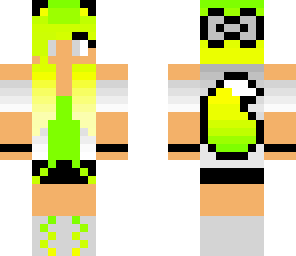neon fox girl green and yellow