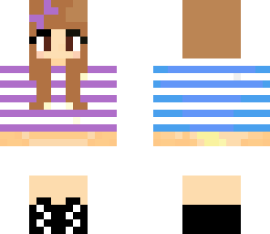 girl brown short hair bow purple