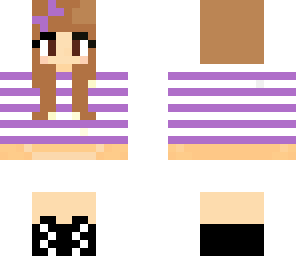 girl brown short hair bow purple