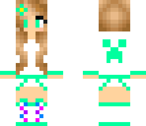 a girl with a creeper behind her
