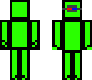 greenbodysuit with 3d glasses and question mark
