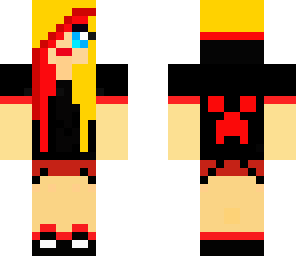 creeper girl with head phones - red