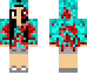 bloody zombie girl without ribs showing xp