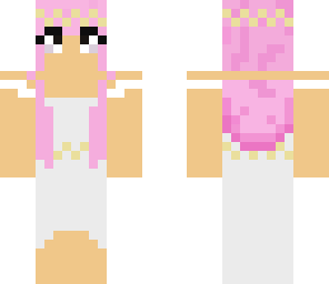pink girl in a white bress