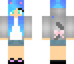 Blue hair Cat girl | Minecraft Skin