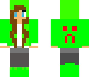 green hooded girl cute
