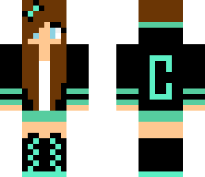 mint and black hoodie girl