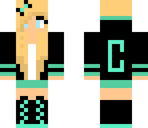 mint and black blonde hoodie girl