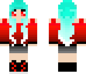 red girl with teal hair