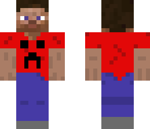 steve with red creeper shirt