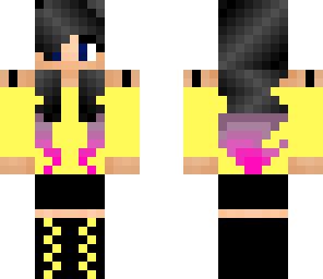 pink dip-die hair with yellow shirt
