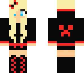 red and black emo creeper girl