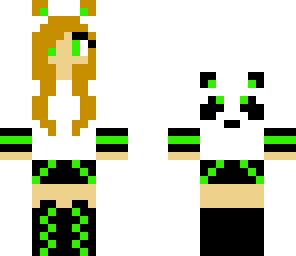 cute green panda girl