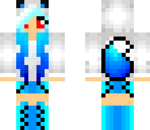 ice fox girl with red eyes