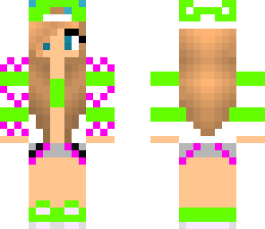 green pink girl