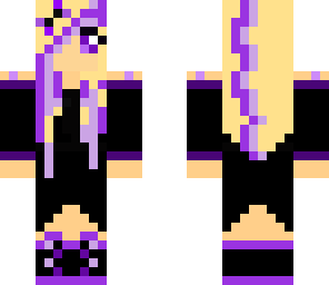 blond girl with purple hair and black dress