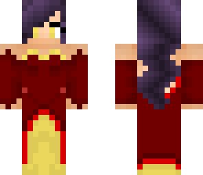red dress purple hair