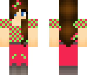 pink and green girl skin