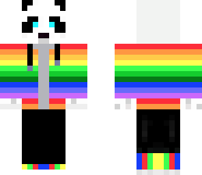 rainbow panda with headphones