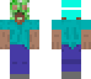 steve with blue hair plus creeper mask