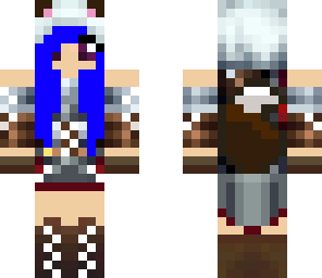 assassin wolf girl with blue hair