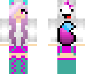 teal and purple wolf girl