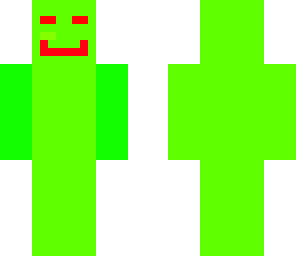 green guy with red eyes and red mouth