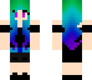 green to purple hair girl with clothes
