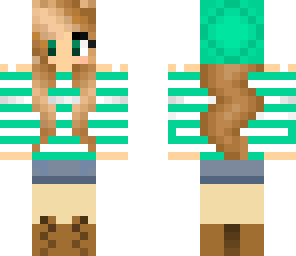 aqua shirt and hat girl