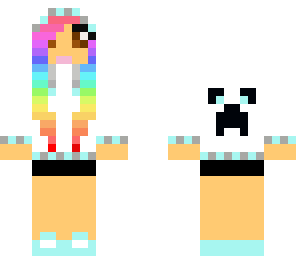 b with rainbow hair and creeper hoodie