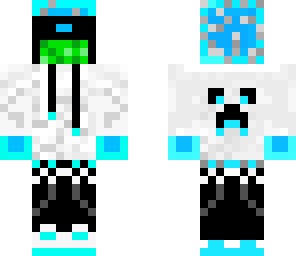 blue slime in a hoodie with a mask