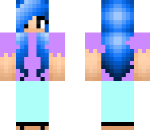 blue haired girl with sandels