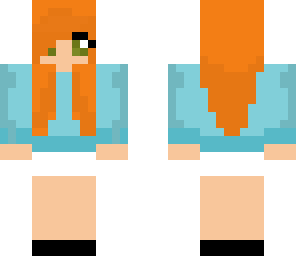 red hair blue shirt