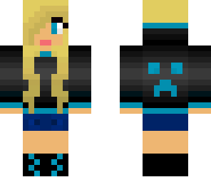 blonde girl in blue