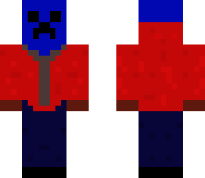 blue man creeper red sweater