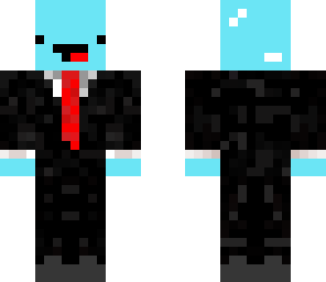 neon blue derp in a suit