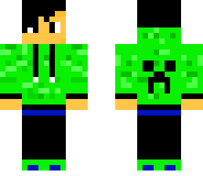 boy in a green creeper hoodie