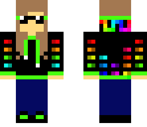 girl in black rainbow jacket