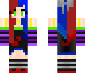 blue and red emo girl