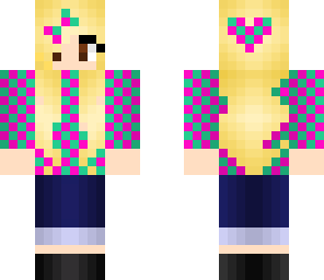 pink and green checkered heart