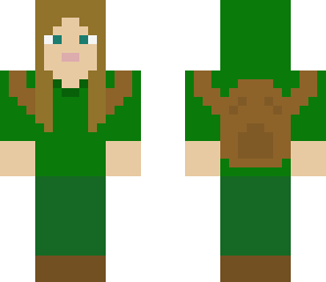 camper girl with backpack and hair